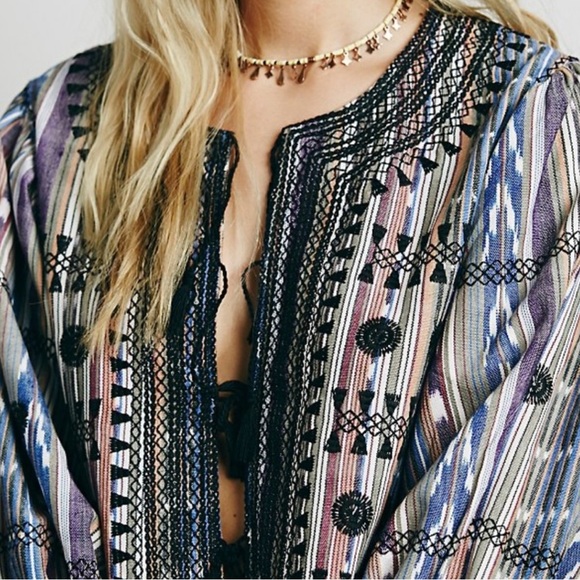 FREE PEOPLE EMBROIDERED BATIK SHIRT/ JACKET - Picture 5 of 10
